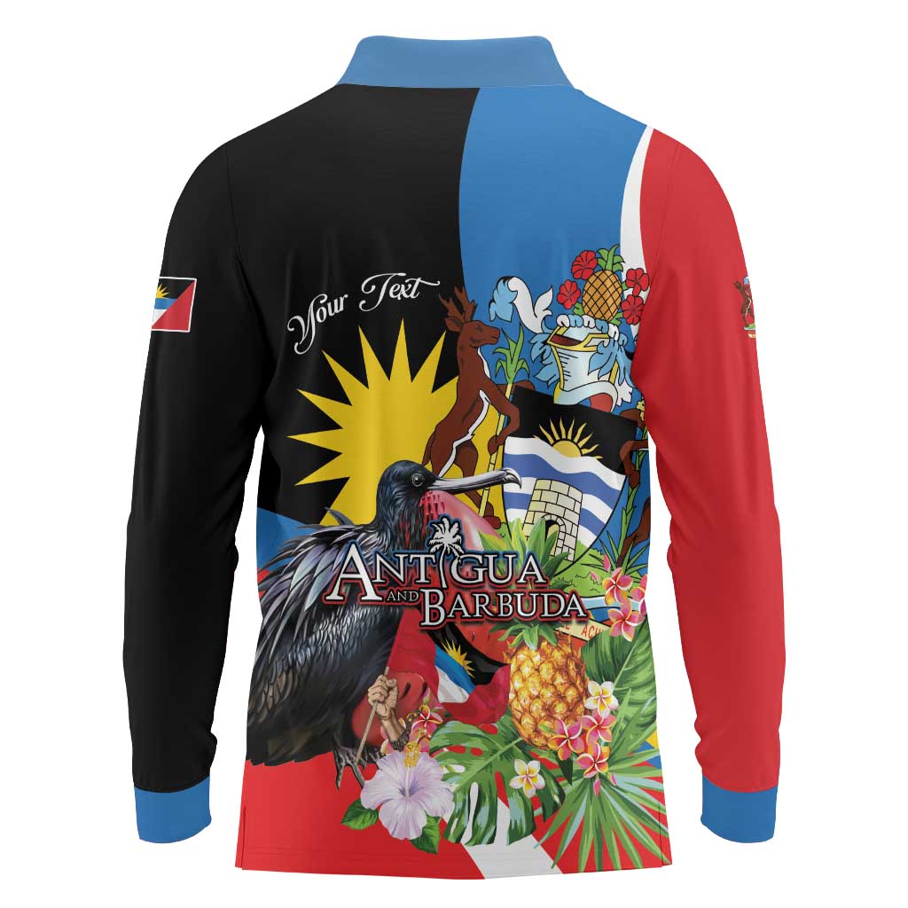 Antigua and Barbuda Magnificent Frigatebird Long Sleeve Polo Shirt Tropical Vibe - Wonder Print Shop