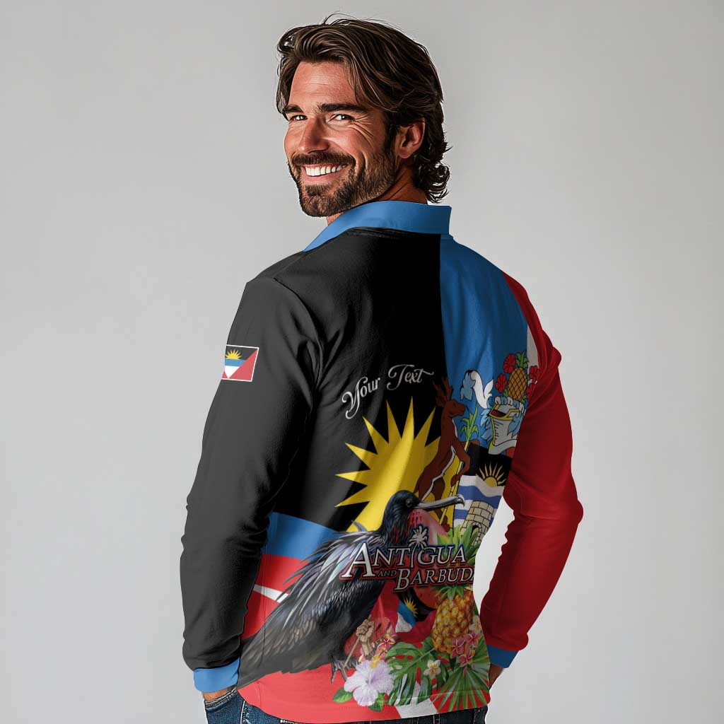Antigua and Barbuda Magnificent Frigatebird Long Sleeve Polo Shirt Tropical Vibe - Wonder Print Shop