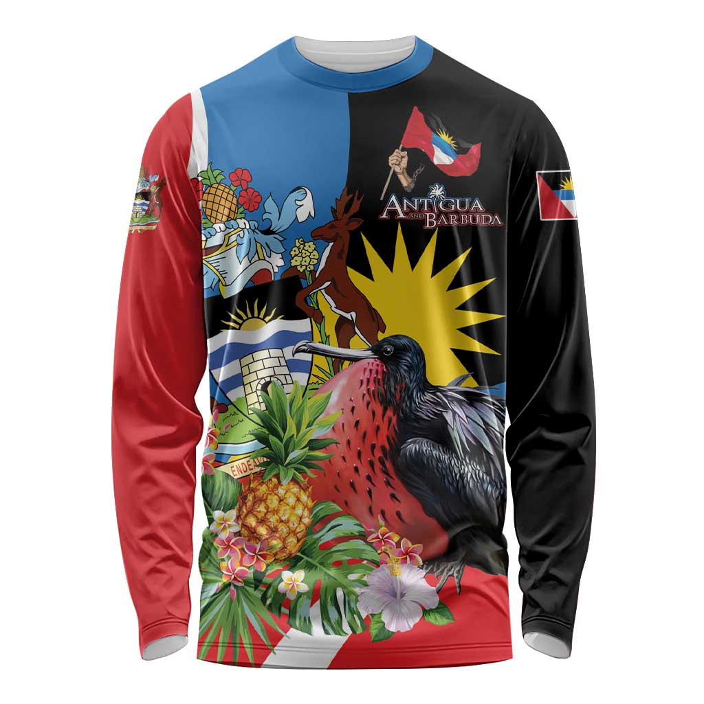 Antigua and Barbuda Magnificent Frigatebird Long Sleeve Shirt Tropical Vibe - Wonder Print Shop