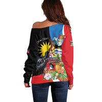 Antigua and Barbuda Magnificent Frigatebird Off Shoulder Sweater Tropical Vibe - Wonder Print Shop