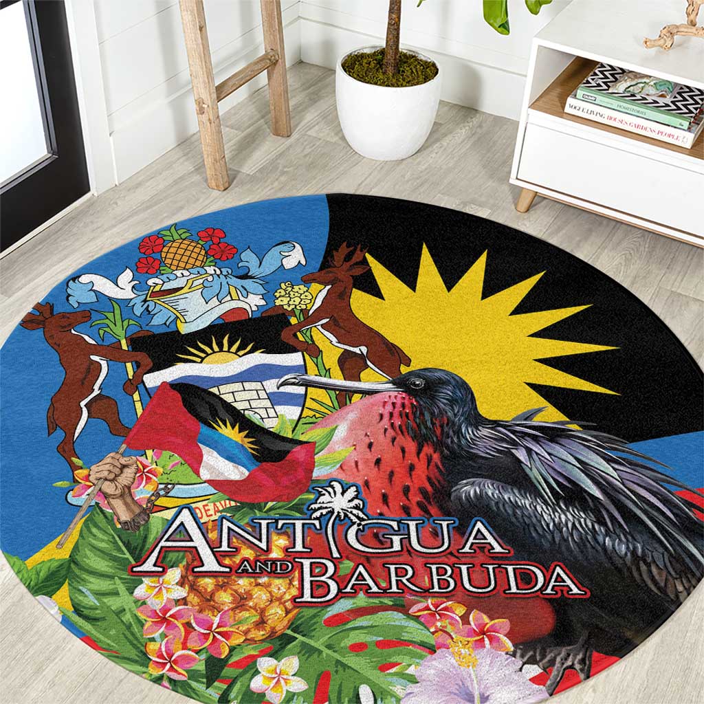 Antigua and Barbuda Magnificent Frigatebird Round Carpet Tropical Vibe - Wonder Print Shop