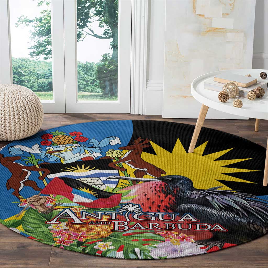 Antigua and Barbuda Magnificent Frigatebird Round Carpet Tropical Vibe - Wonder Print Shop