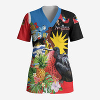 Personalized Antigua and Barbuda Magnificent Frigatebird Scrub Top Tropical Vibe - Wonder Print Shop