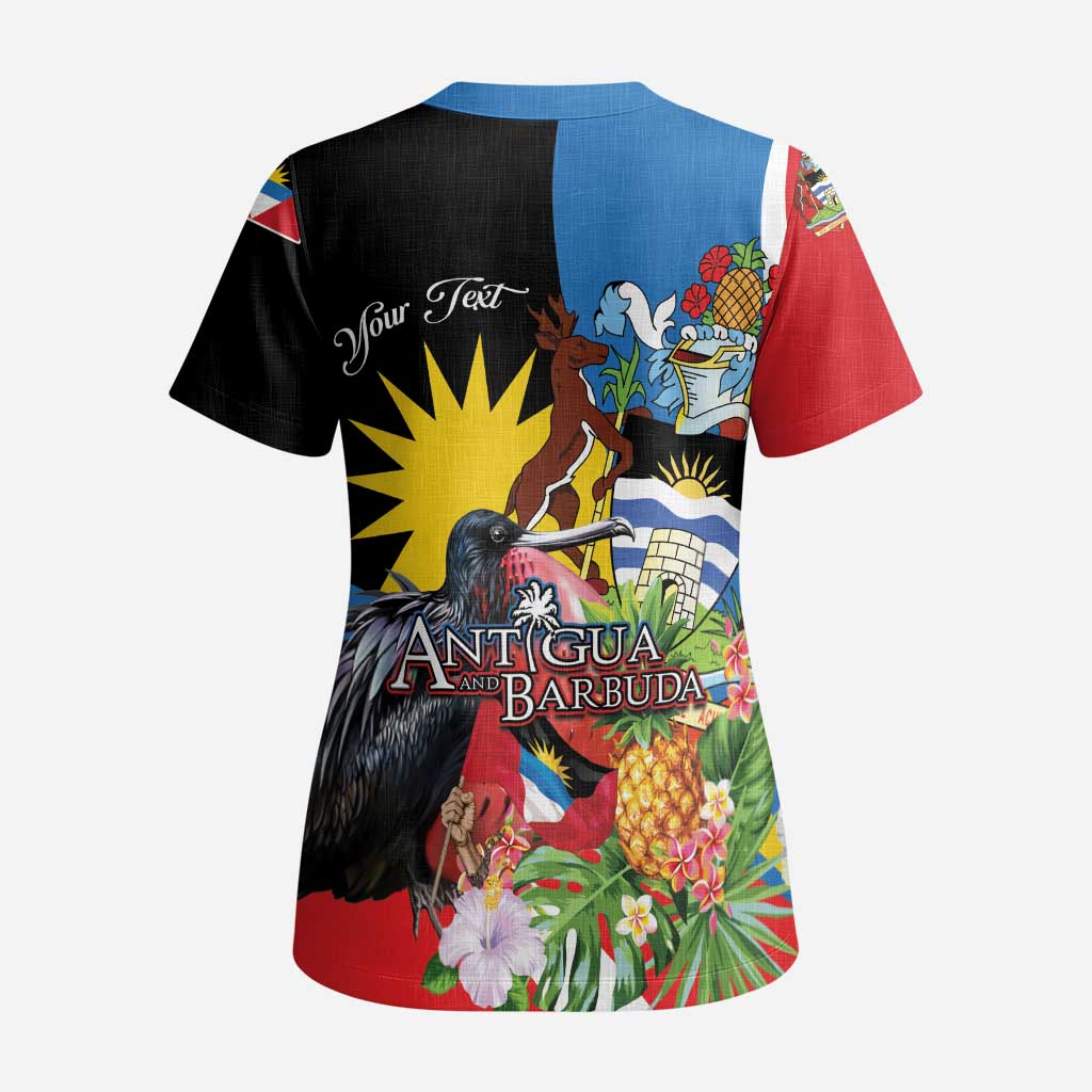 Personalized Antigua and Barbuda Magnificent Frigatebird Scrub Top Tropical Vibe - Wonder Print Shop