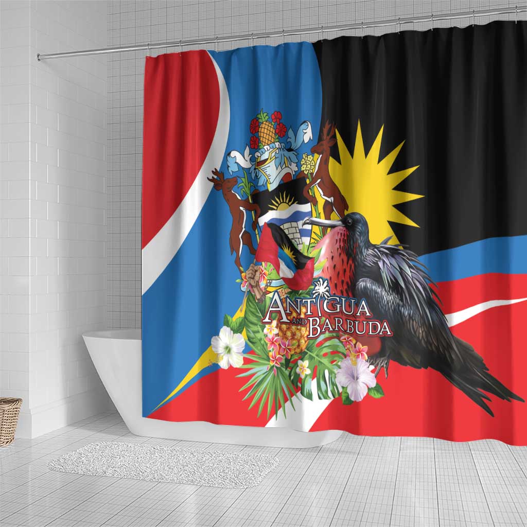 Antigua and Barbuda Magnificent Frigatebird Shower Curtain Tropical Vibe - Wonder Print Shop