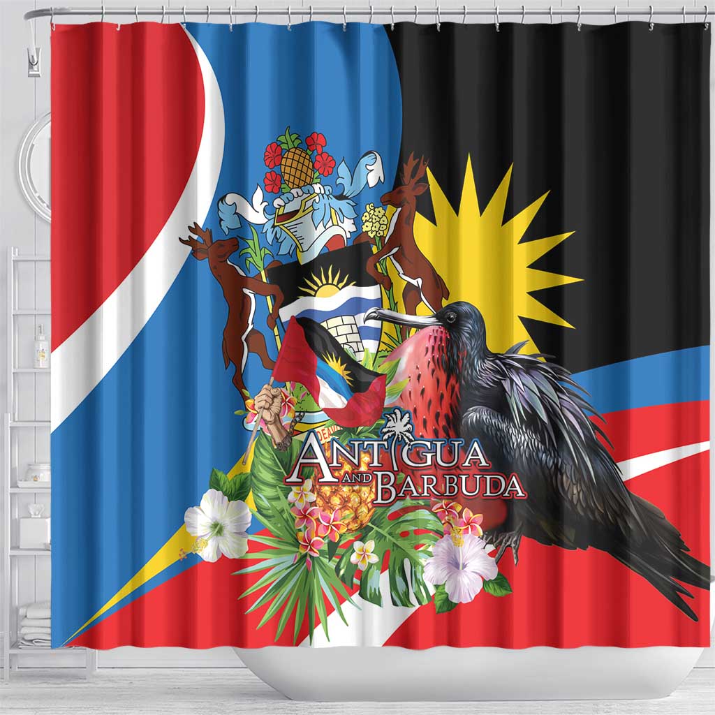 Antigua and Barbuda Magnificent Frigatebird Shower Curtain Tropical Vibe - Wonder Print Shop