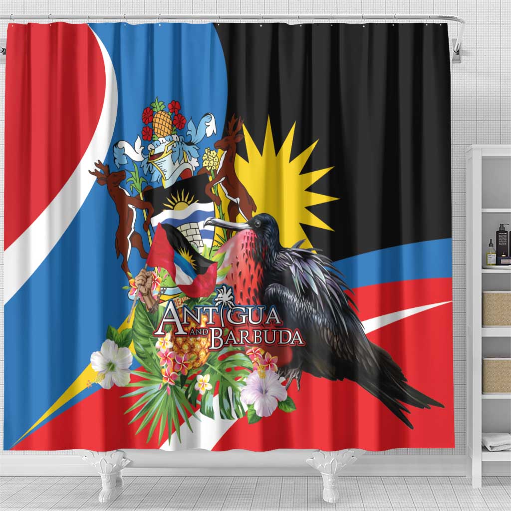 Antigua and Barbuda Magnificent Frigatebird Shower Curtain Tropical Vibe - Wonder Print Shop
