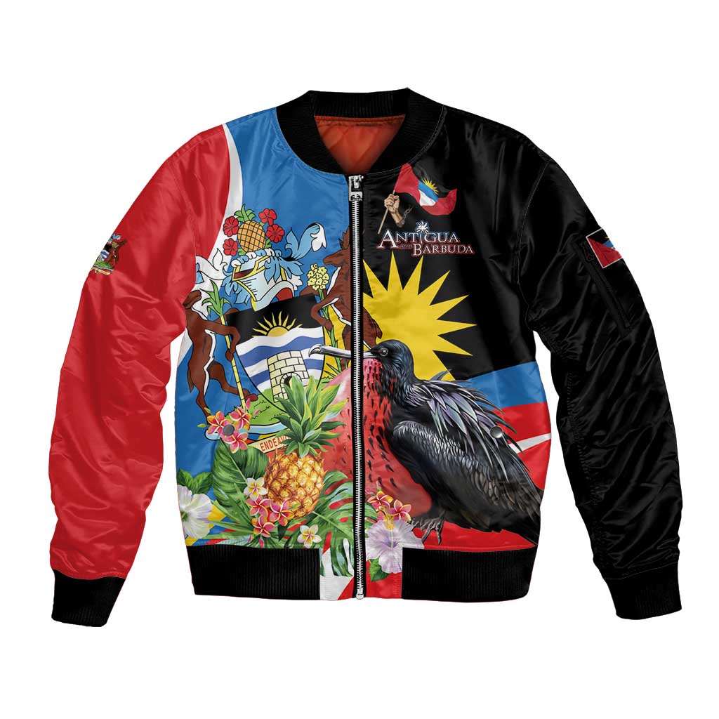 Antigua and Barbuda Magnificent Frigatebird Sleeve Zip Bomber Jacket Tropical Vibe - Wonder Print Shop