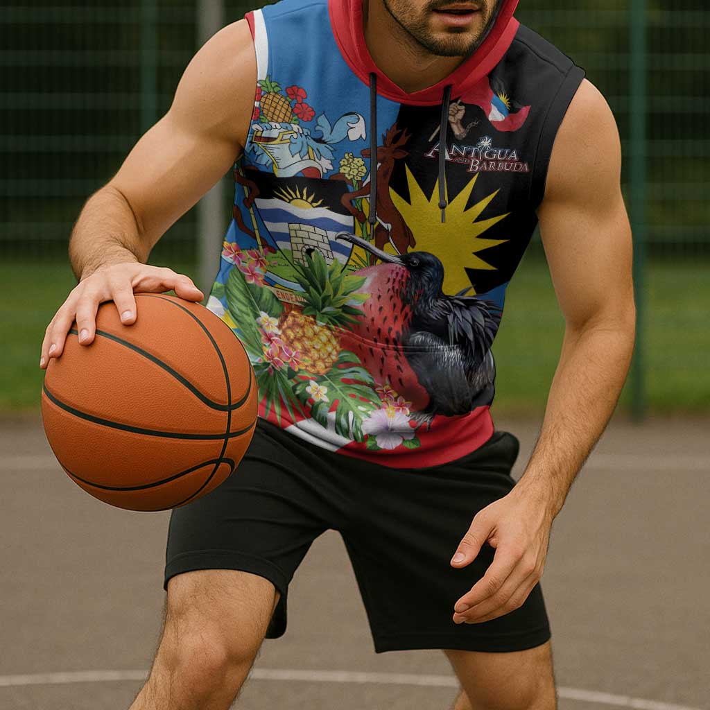 Antigua and Barbuda Magnificent Frigatebird Sleeveless Hoodie Tropical Vibe - Wonder Print Shop