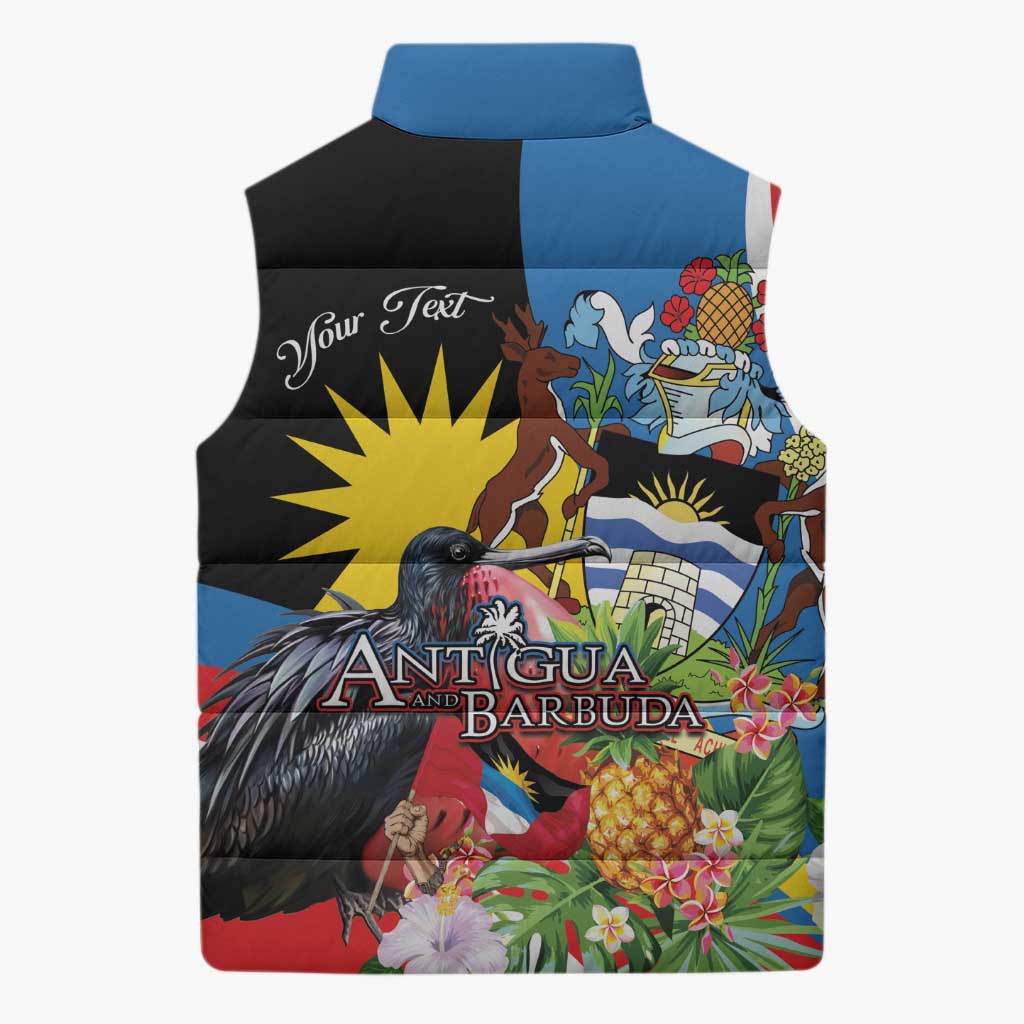 Antigua and Barbuda Magnificent Frigatebird Sleeveless Puffer Jacket Tropical Vibe - Wonder Print Shop