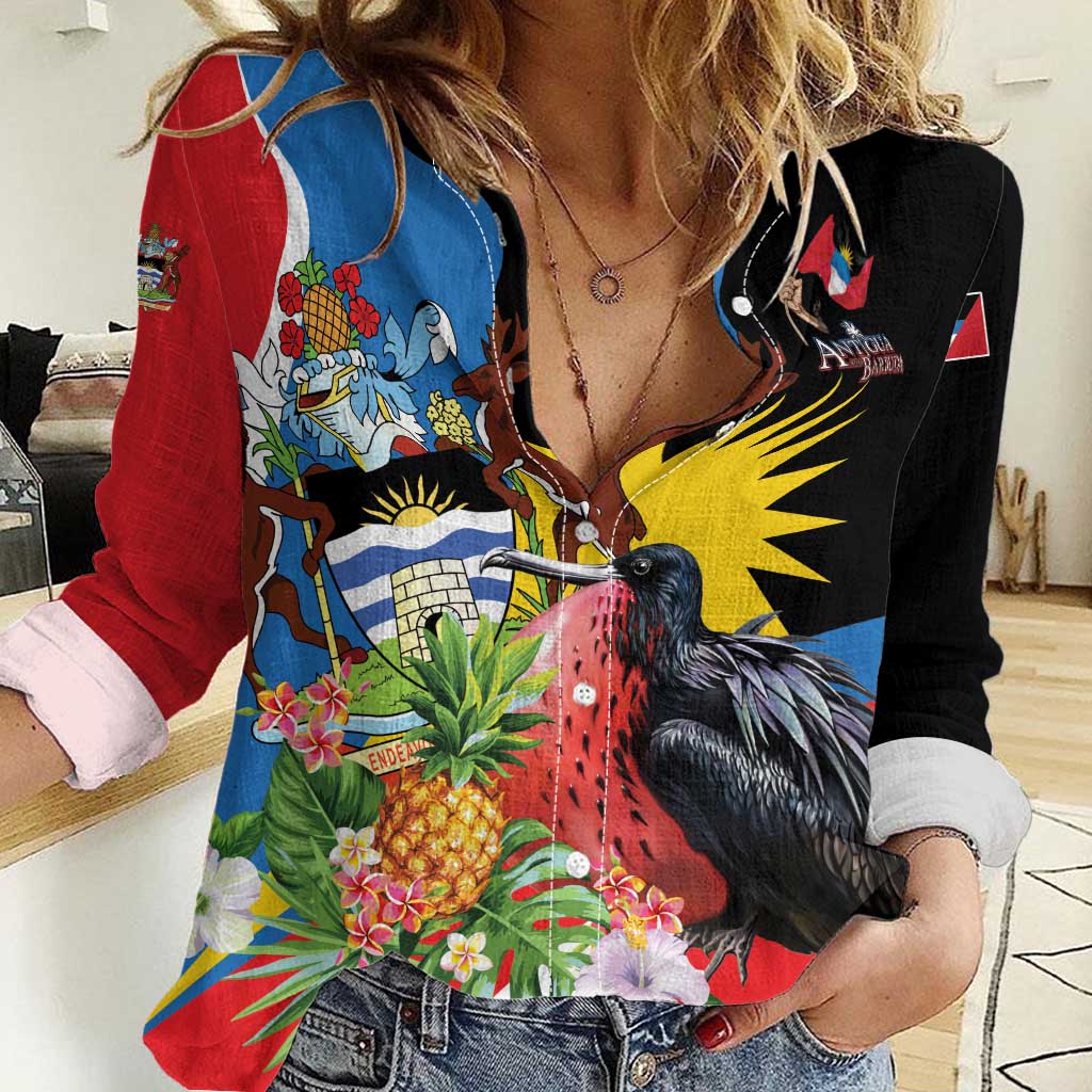 Antigua and Barbuda Magnificent Frigatebird Women Casual Shirt Tropical Vibe - Wonder Print Shop
