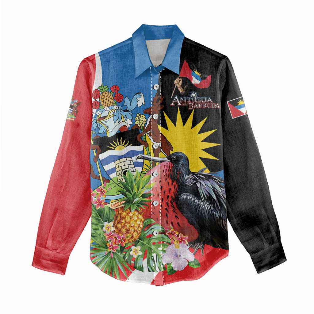Antigua and Barbuda Magnificent Frigatebird Women Casual Shirt Tropical Vibe - Wonder Print Shop