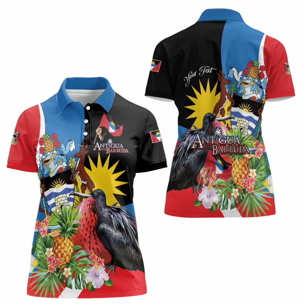 Antigua and Barbuda Magnificent Frigatebird Women Polo Shirt Tropical Vibe - Wonder Print Shop