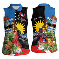 Antigua and Barbuda Magnificent Frigatebird Women Sleeveless Polo Shirt Tropical Vibe - Wonder Print Shop