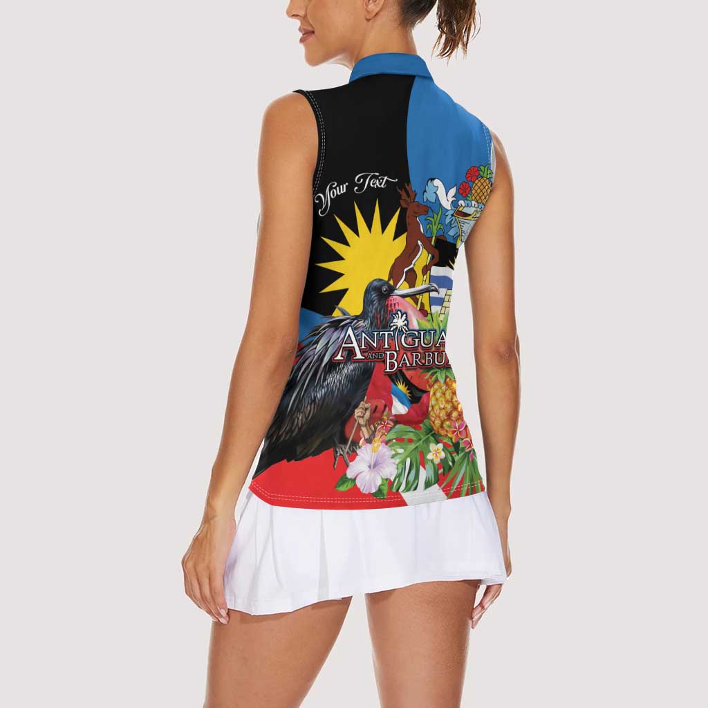Antigua and Barbuda Magnificent Frigatebird Women Sleeveless Polo Shirt Tropical Vibe - Wonder Print Shop