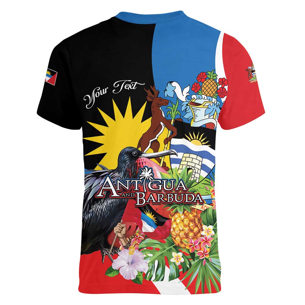 Antigua and Barbuda Magnificent Frigatebird Women V-Neck T-Shirt Tropical Vibe - Wonder Print Shop