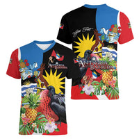 Antigua and Barbuda Magnificent Frigatebird Women V-Neck T-Shirt Tropical Vibe - Wonder Print Shop