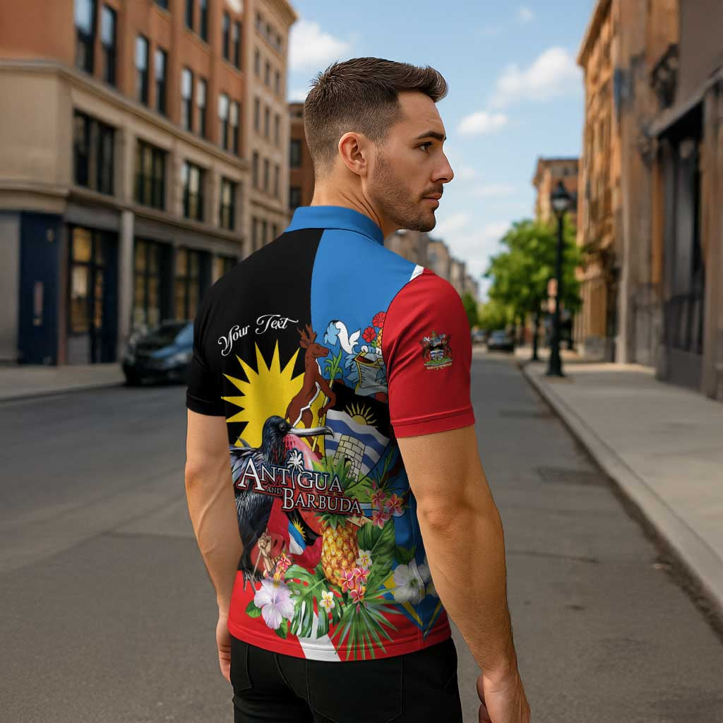 Antigua and Barbuda Magnificent Frigatebird Zipper Polo Shirt Tropical Vibe - Wonder Print Shop