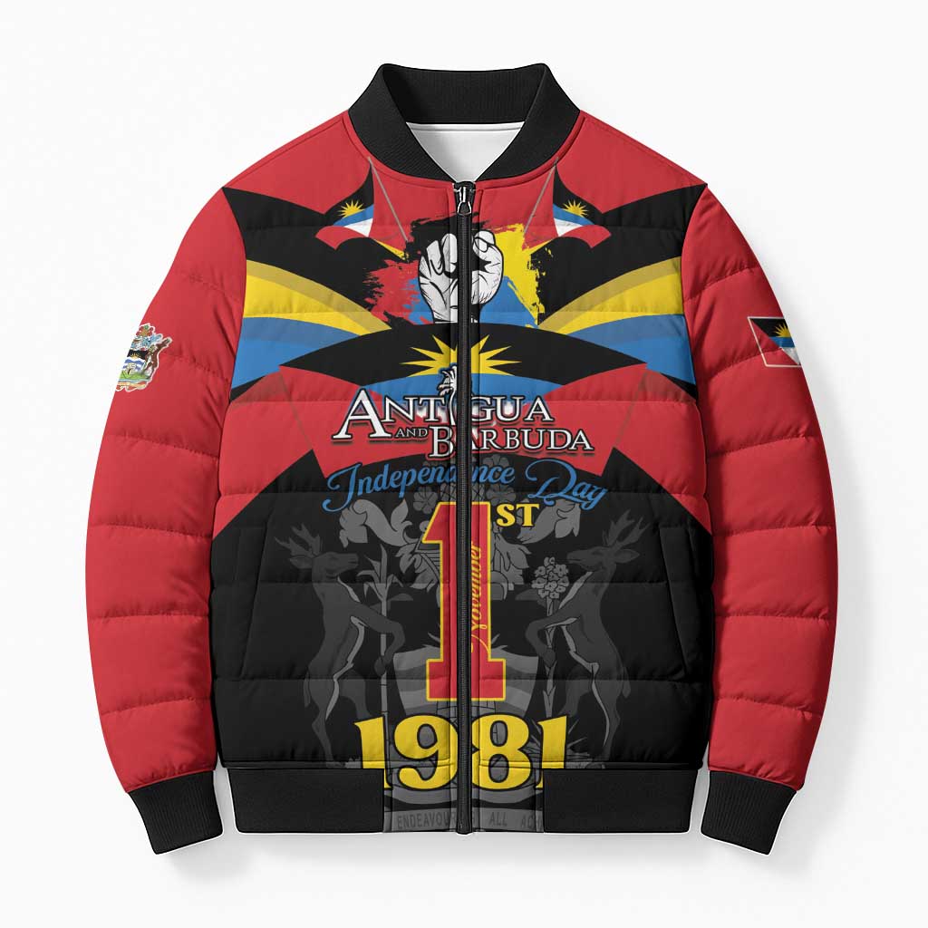 Antigua and Barbuda Independence Day Bomber Puffer Jacket Baabyuuda 1 November 1981 - Wonder Print Shop