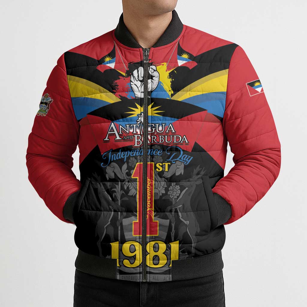 Antigua and Barbuda Independence Day Bomber Puffer Jacket Baabyuuda 1 November 1981 - Wonder Print Shop