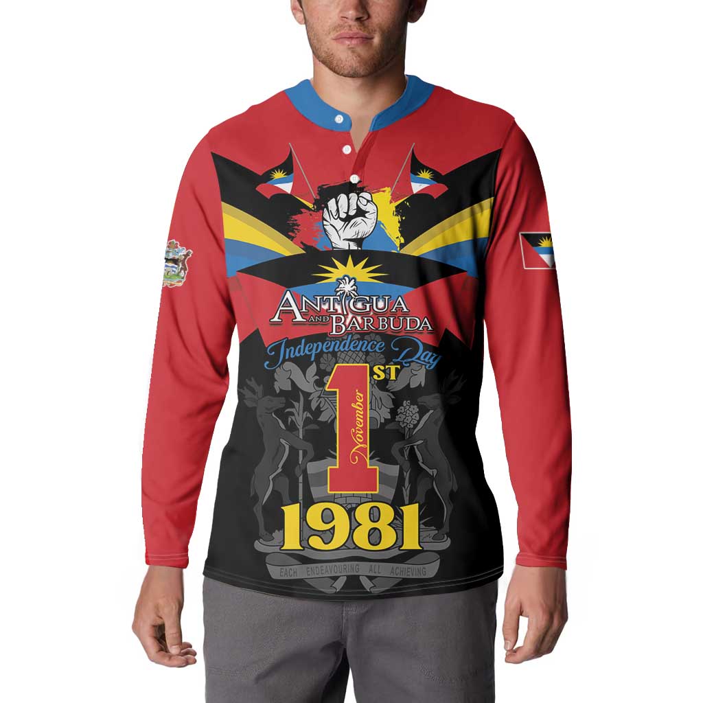 Antigua and Barbuda Independence Day Button Sweatshirt Baabyuuda 1 November 1981 - Wonder Print Shop