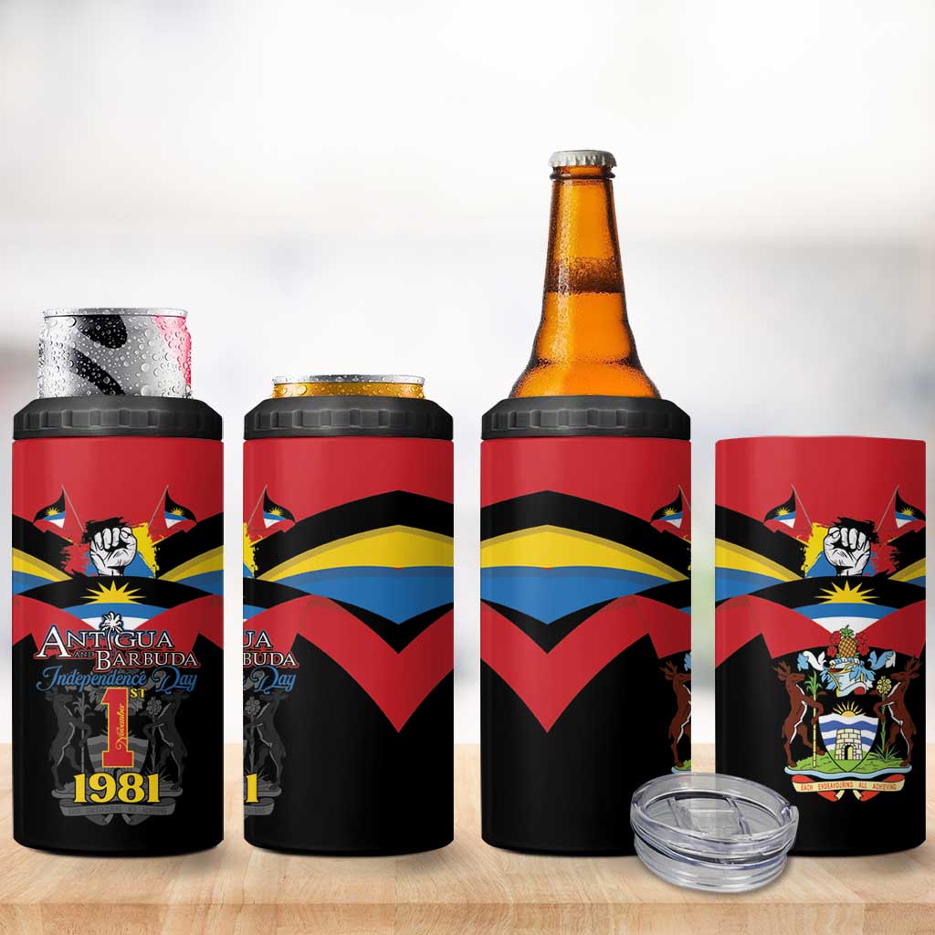 Antigua and Barbuda Independence Day 4 in 1 Can Cooler Tumbler Baabyuuda 1 November 1981 - Wonder Print Shop