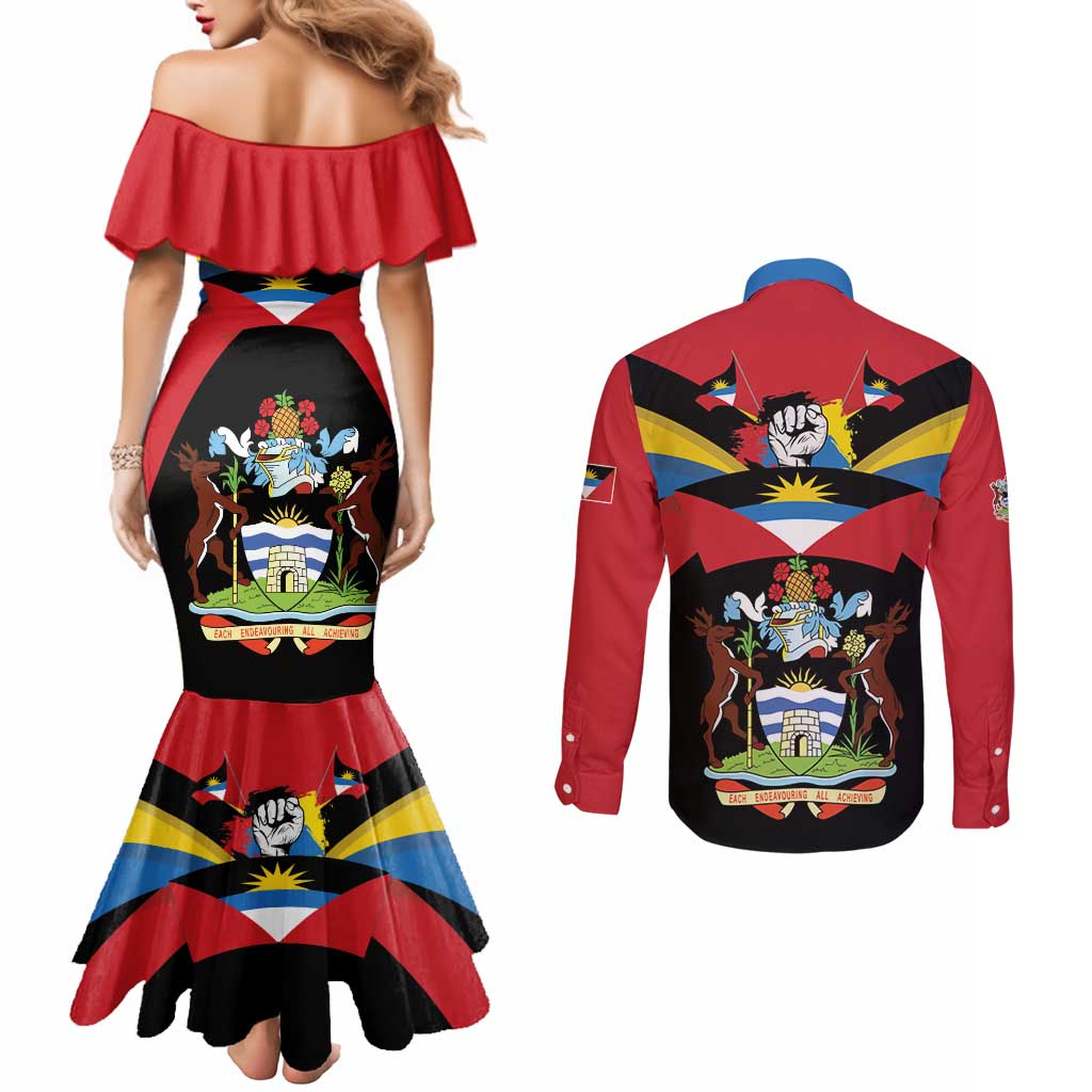 Antigua and Barbuda Independence Day Couples Matching Mermaid Dress and Long Sleeve Button Shirt Baabyuuda 1 November 1981 - Wonder Print Shop