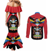 Antigua and Barbuda Independence Day Couples Matching Mermaid Dress and Long Sleeve Button Shirt Baabyuuda 1 November 1981 - Wonder Print Shop