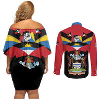 Antigua and Barbuda Independence Day Couples Matching Off Shoulder Short Dress and Long Sleeve Button Shirt Baabyuuda 1 November 1981 - Wonder Print Shop