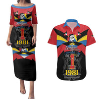Antigua and Barbuda Independence Day Couples Matching Puletasi and Hawaiian Shirt Baabyuuda 1 November 1981 - Wonder Print Shop