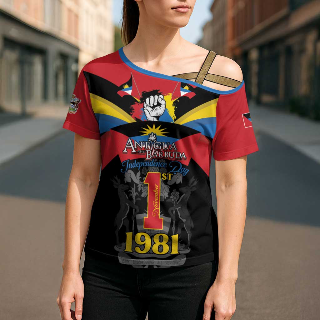 Antigua and Barbuda Independence Day Cross Shoulder Shirt Baabyuuda 1 November 1981 - Wonder Print Shop