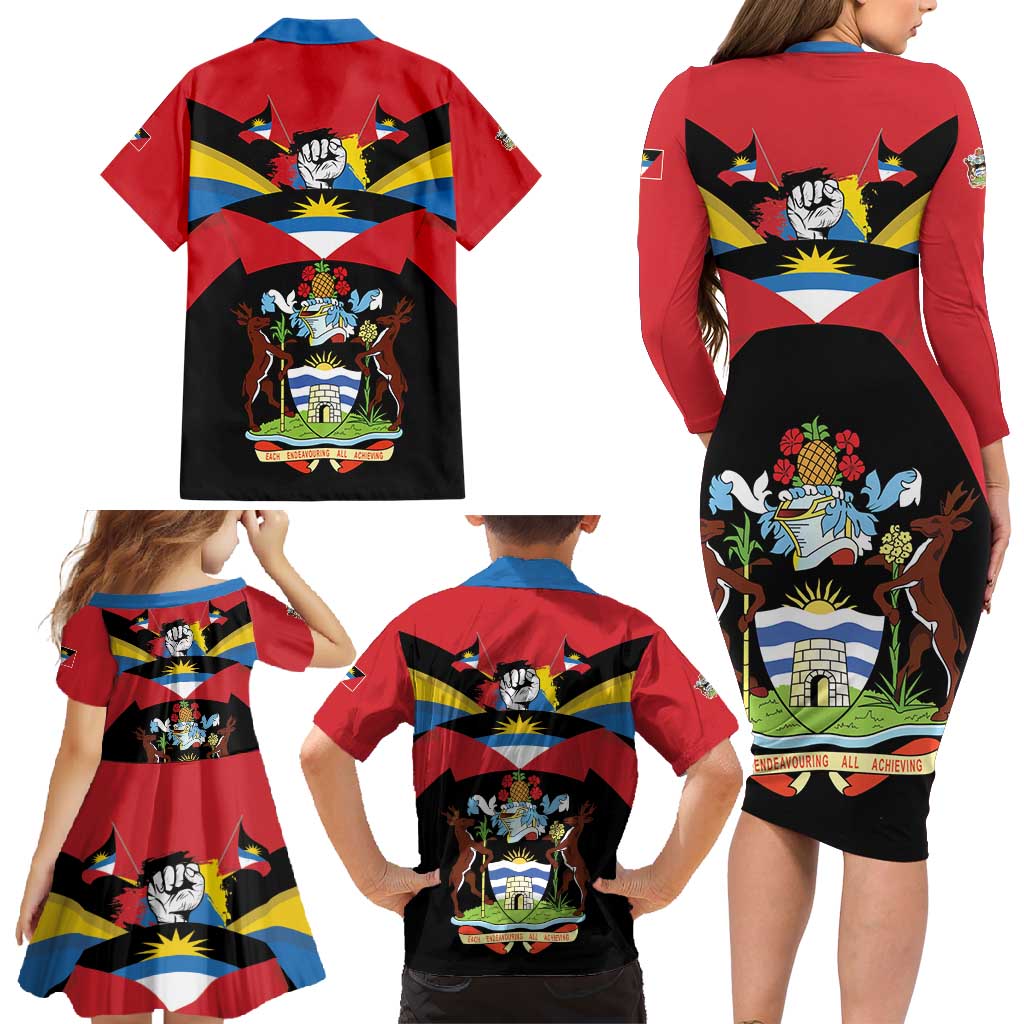 Antigua and Barbuda Independence Day Family Matching Long Sleeve Bodycon Dress and Hawaiian Shirt Baabyuuda 1 November 1981 - Wonder Print Shop