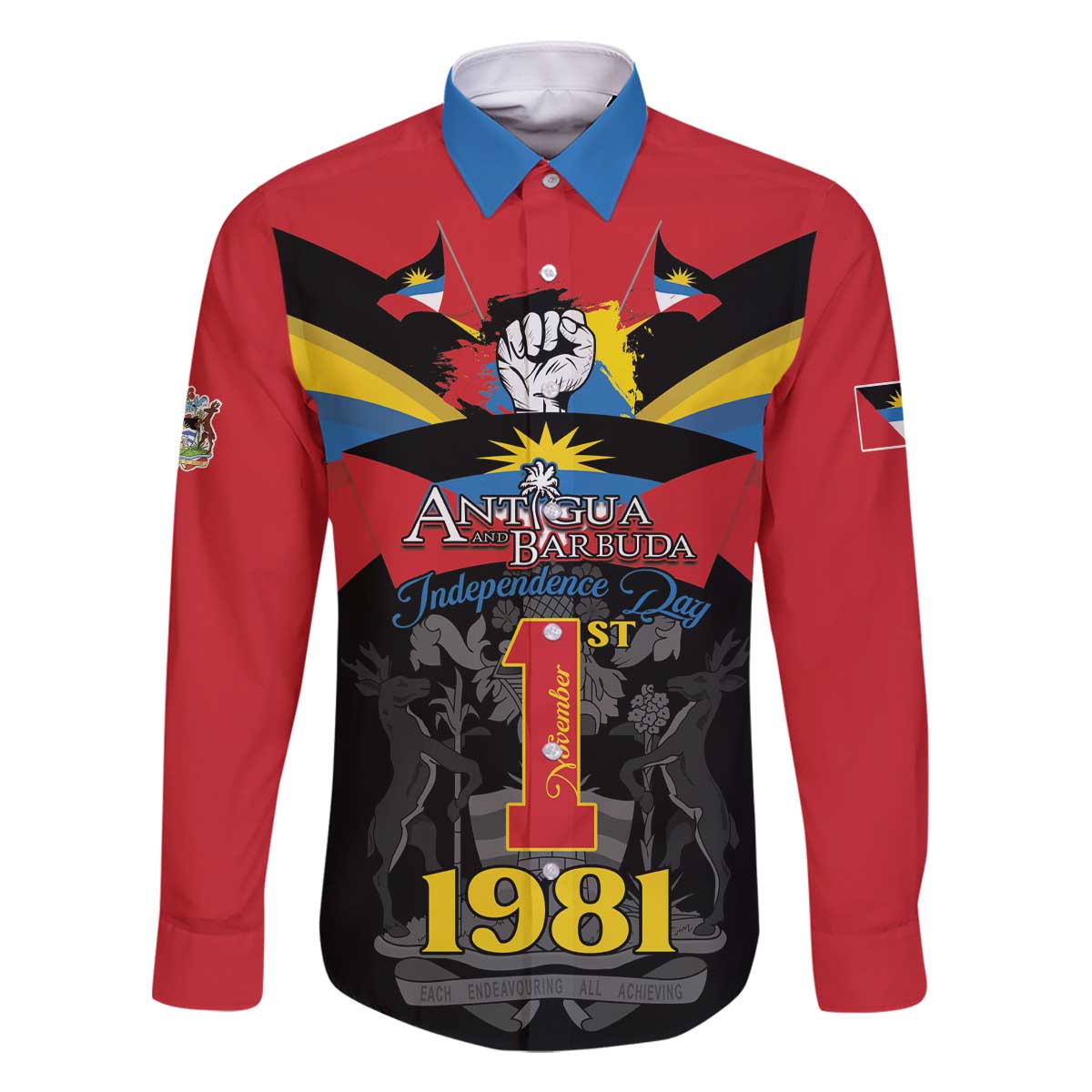 Antigua and Barbuda Independence Day Family Matching Off The Shoulder Long Sleeve Dress and Hawaiian Shirt Baabyuuda 1 November 1981 - Wonder Print Shop