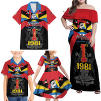 Antigua and Barbuda Independence Day Family Matching Off Shoulder Maxi Dress and Hawaiian Shirt Baabyuuda 1 November 1981 - Wonder Print Shop
