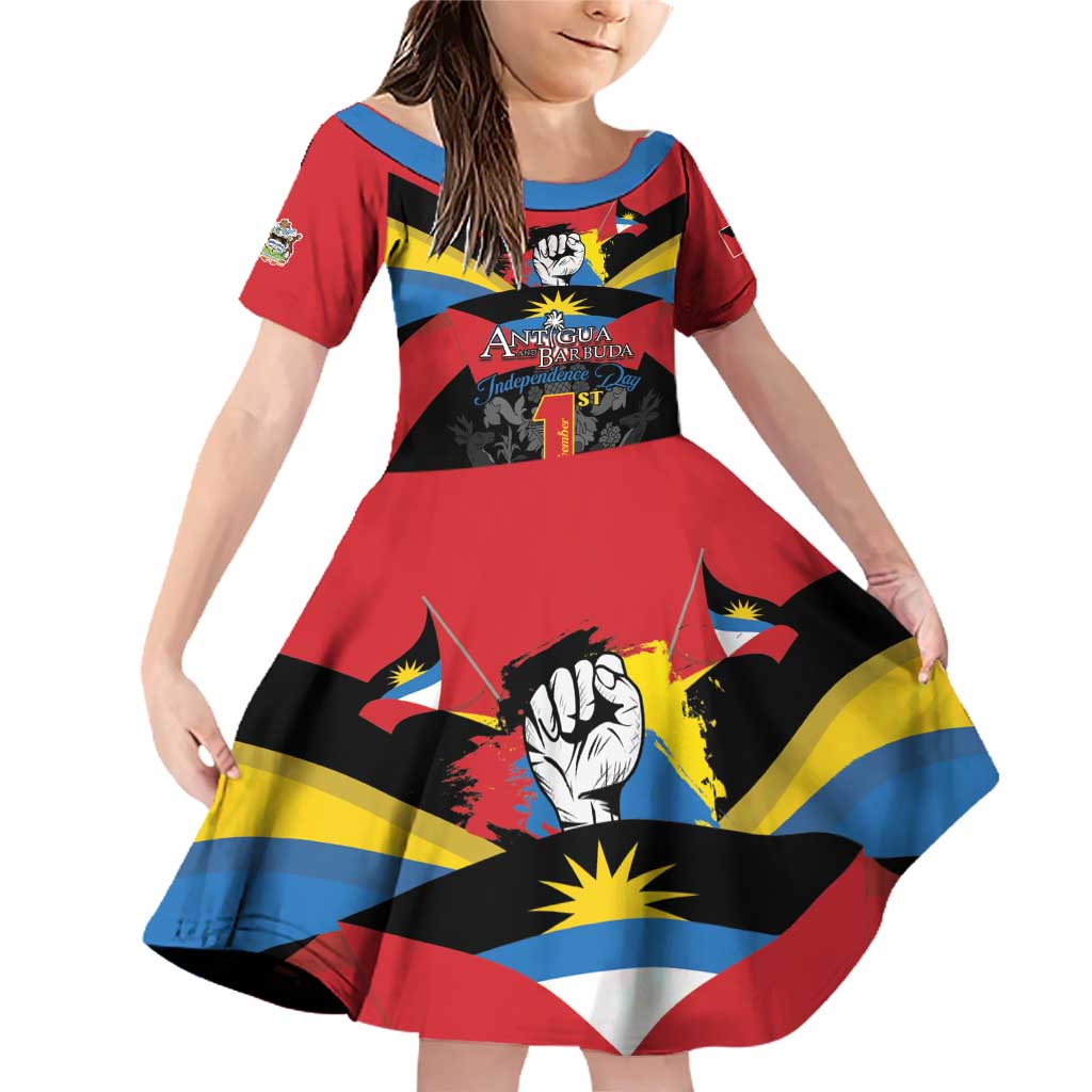 Antigua and Barbuda Independence Day Family Matching Off Shoulder Short Dress and Hawaiian Shirt Baabyuuda 1 November 1981 - Wonder Print Shop