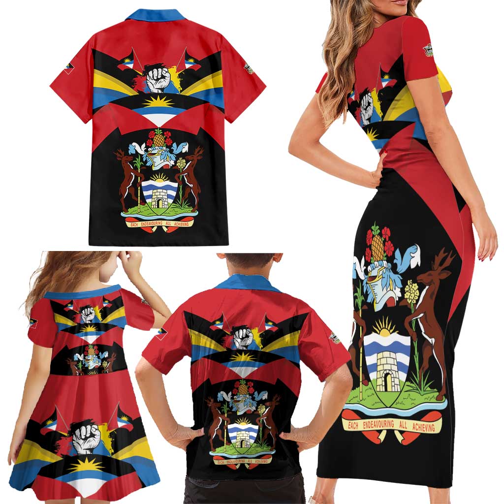 Antigua and Barbuda Independence Day Family Matching Short Sleeve Bodycon Dress and Hawaiian Shirt Baabyuuda 1 November 1981 - Wonder Print Shop