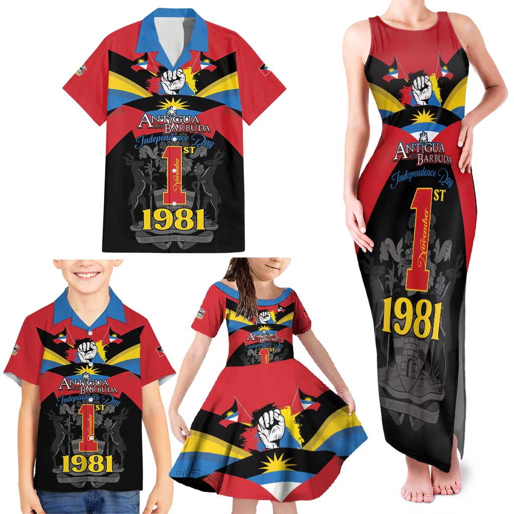 Antigua and Barbuda Independence Day Family Matching Tank Maxi Dress and Hawaiian Shirt Baabyuuda 1 November 1981 - Wonder Print Shop