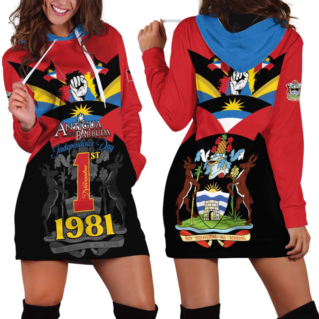 Antigua and Barbuda Independence Day Hoodie Dress Baabyuuda 1 November 1981 - Wonder Print Shop