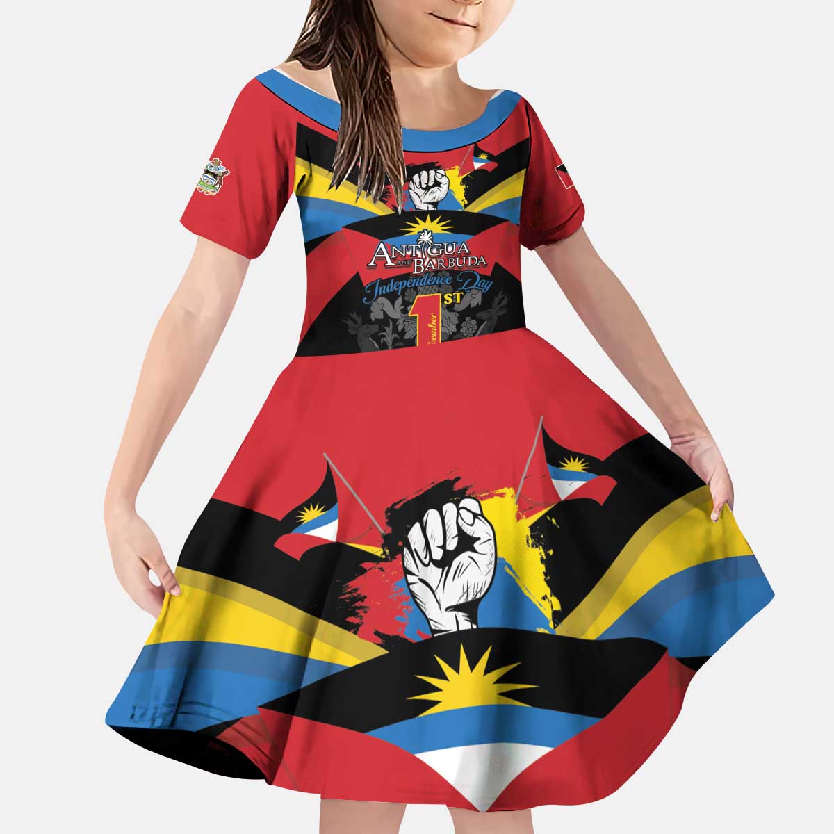 Antigua and Barbuda Independence Day Kid Short Sleeve Dress Baabyuuda 1 November 1981 - Wonder Print Shop