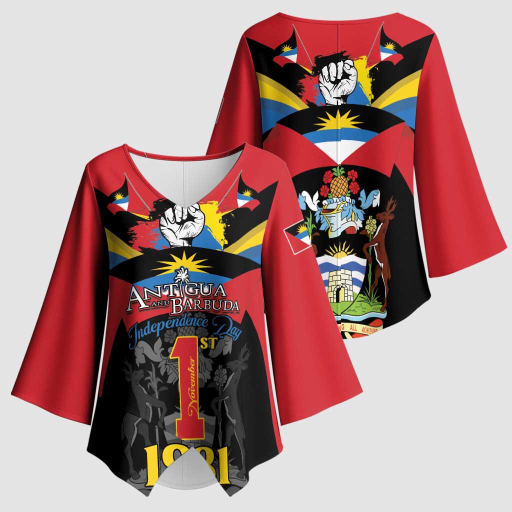 Antigua and Barbuda Independence Day Kimono Sleeve Blouse Baabyuuda 1 November 1981 - Wonder Print Shop