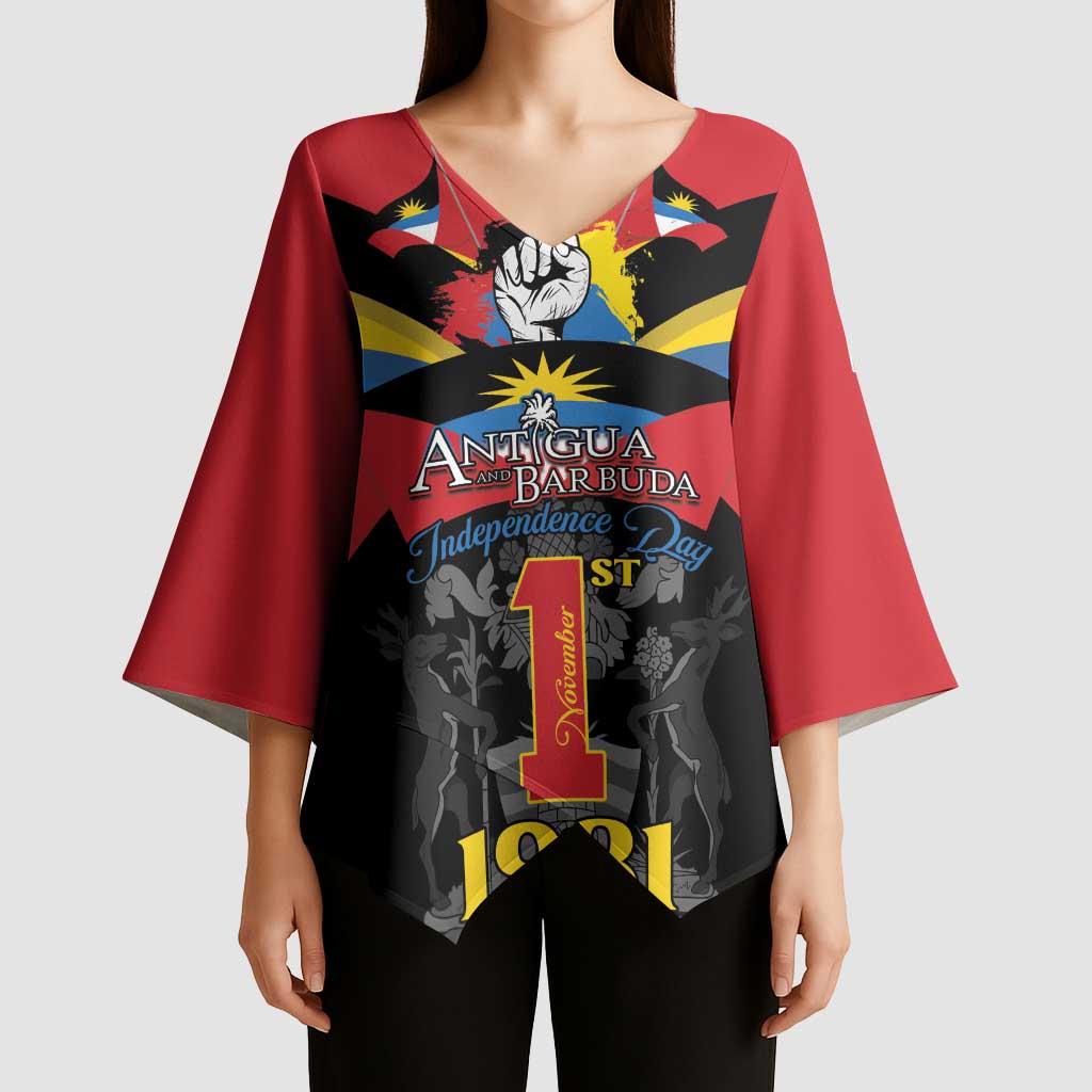 Antigua and Barbuda Independence Day Kimono Sleeve Blouse Baabyuuda 1 November 1981 - Wonder Print Shop