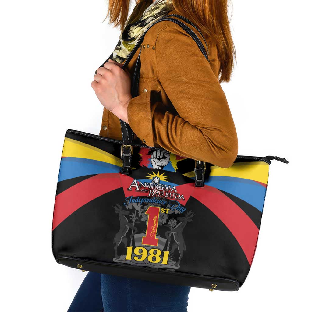 Antigua and Barbuda Independence Day Leather Tote Bag Baabyuuda 1 November 1981 - Wonder Print Shop