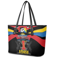 Antigua and Barbuda Independence Day Leather Tote Bag Baabyuuda 1 November 1981 - Wonder Print Shop