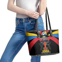 Antigua and Barbuda Independence Day Leather Tote Bag Baabyuuda 1 November 1981 - Wonder Print Shop