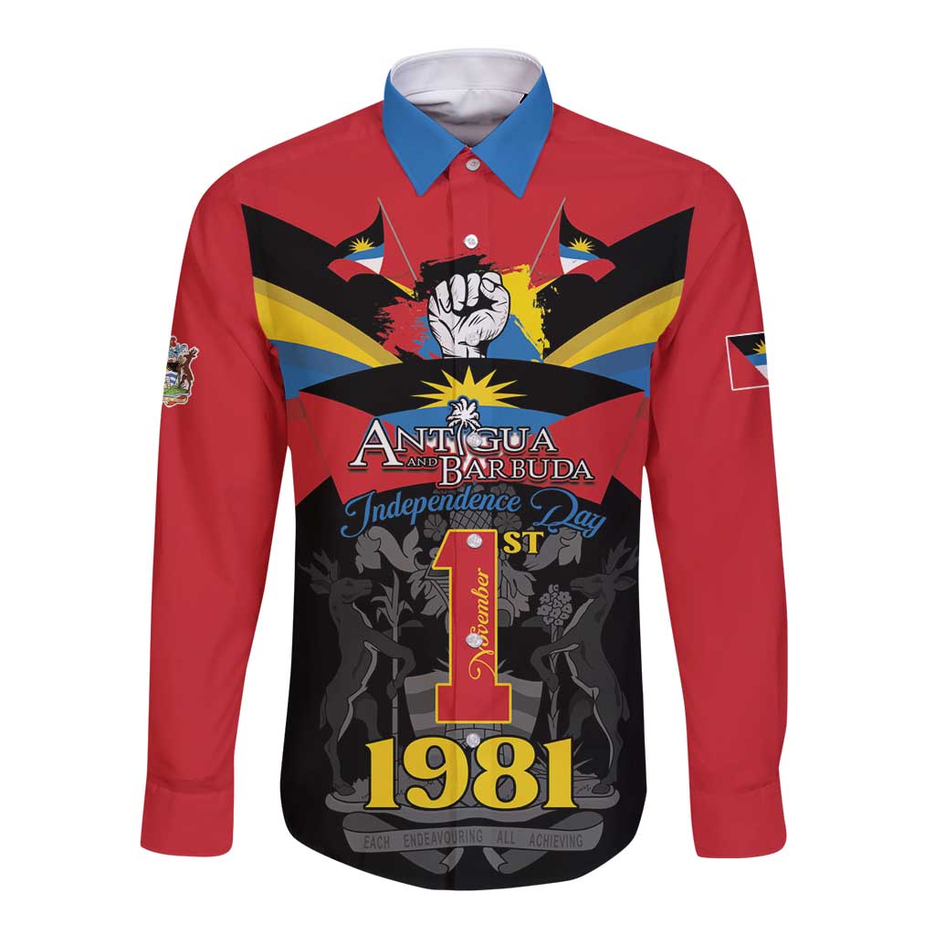 Antigua and Barbuda Independence Day Long Sleeve Button Shirt Baabyuuda 1 November 1981 - Wonder Print Shop