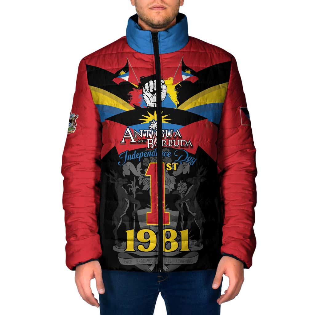 Antigua and Barbuda Independence Day Padded Jacket Baabyuuda 1 November 1981 - Wonder Print Shop