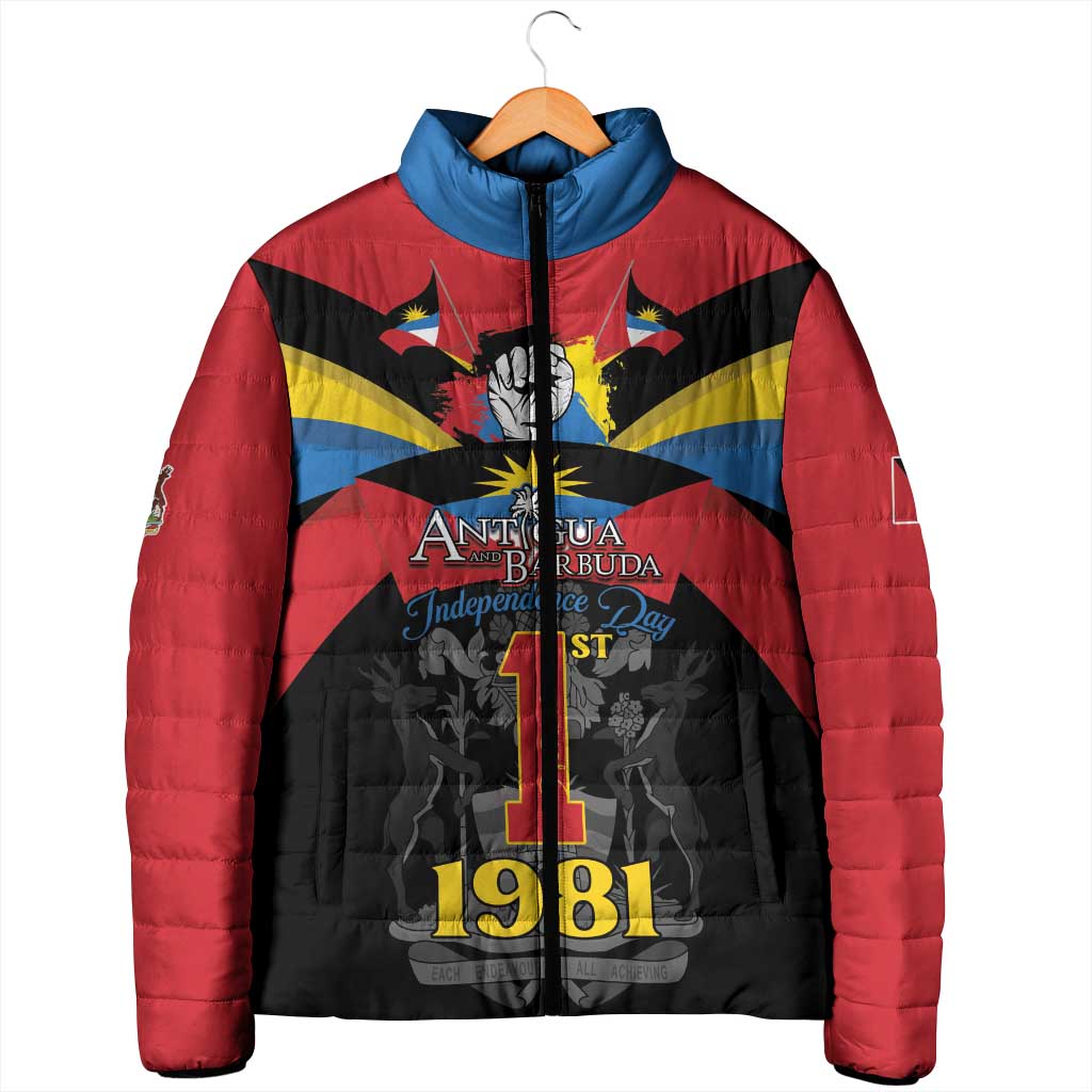 Antigua and Barbuda Independence Day Padded Jacket Baabyuuda 1 November 1981 - Wonder Print Shop