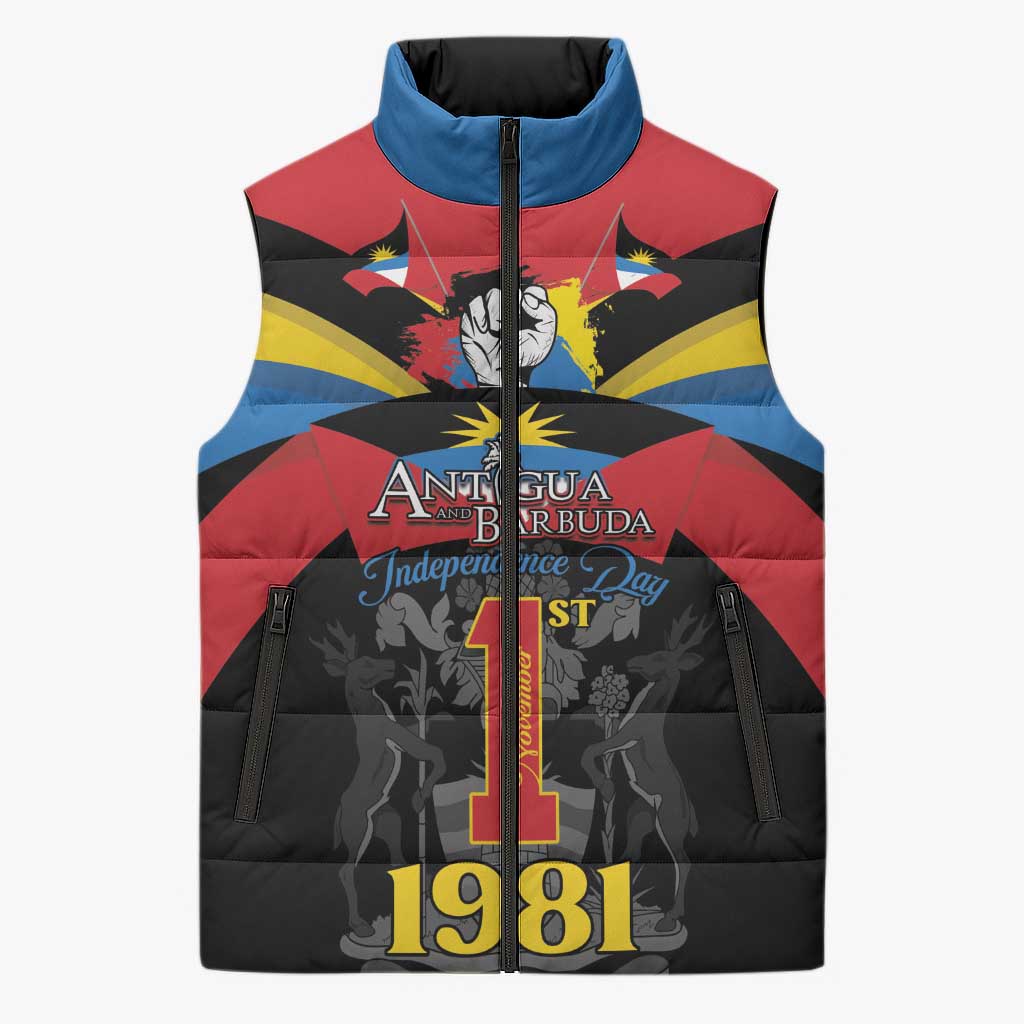 Antigua and Barbuda Independence Day Sleeveless Puffer Jacket Baabyuuda 1 November 1981 - Wonder Print Shop
