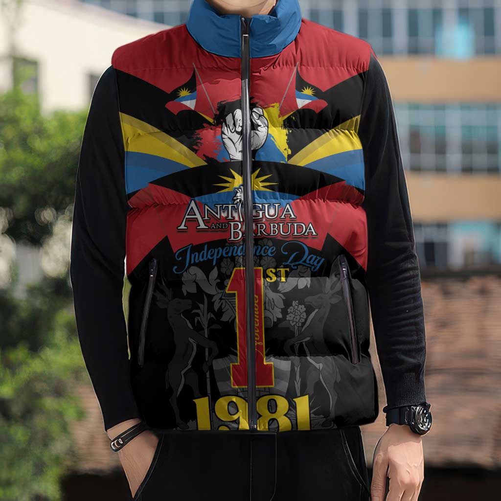 Antigua and Barbuda Independence Day Sleeveless Puffer Jacket Baabyuuda 1 November 1981 - Wonder Print Shop