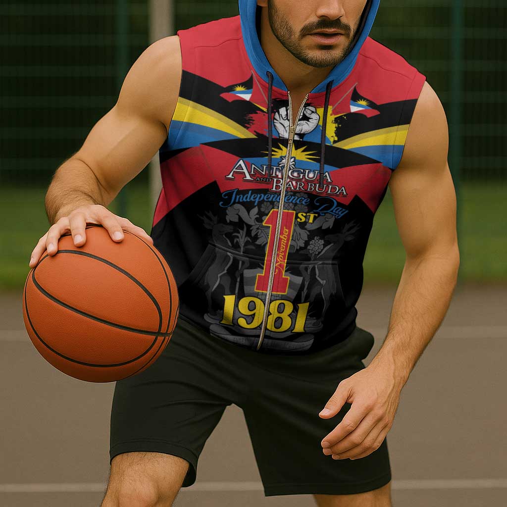 Antigua and Barbuda Independence Day Sleeveless Zip Hoodie Baabyuuda 1 November 1981 - Wonder Print Shop